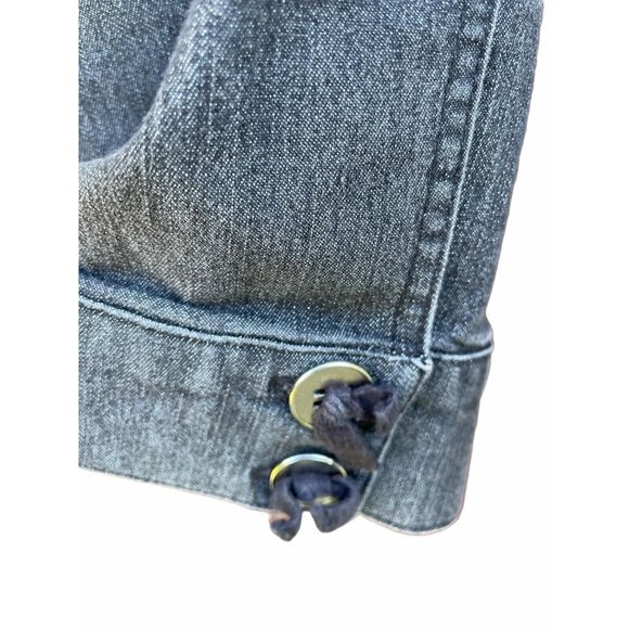 Y2K 2000's Sandro Button Bermuda Capri Shorts GRAY Posh Spice Girls Quiet Luxury - Picture 4 of 5